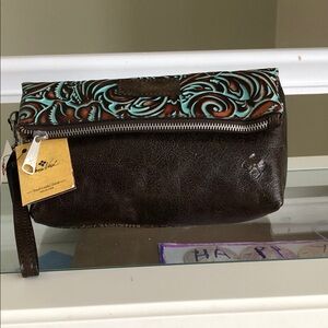 NEW Patricia Nash Valerie Leather Fold Over Clutch/Wristlet